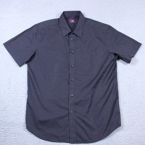 UntuckitShirt Mens Large Black Slim Fit Button Up Short Sleeve Casual Cotton